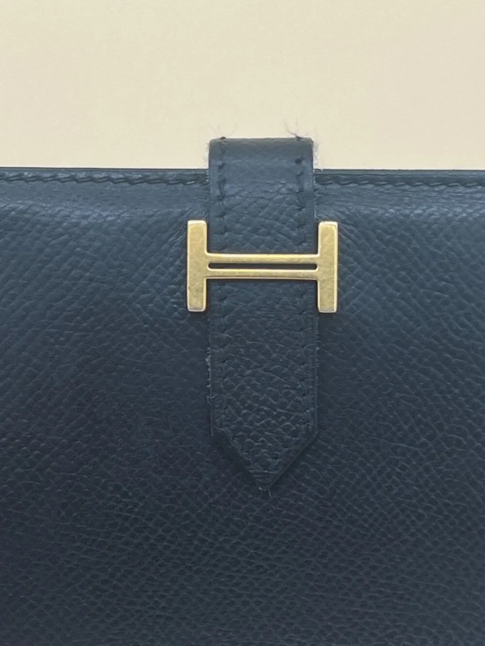 Hermes Bearn Wallet Black Epsom Leather Gold H Clasp Made in France